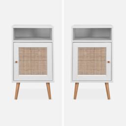 sweeek Pair of scandi-style bedside tables with cupboard in Off-White - thumbnail 9