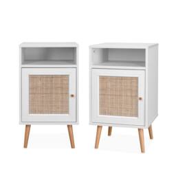 sweeek Pair of scandi-style bedside tables with cupboard in Off-White - thumbnail 2