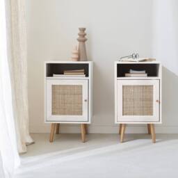sweeek Pair of scandi-style bedside tables with cupboard in Off-White - thumbnail 4