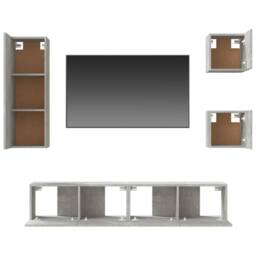 Berkfield Home Classic 5 Piece TV Cabinet Set Concrete Grey Engineered Wood - thumbnail 6