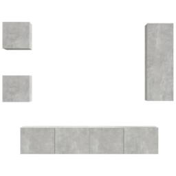 Berkfield Home Classic 5 Piece TV Cabinet Set Concrete Grey Engineered Wood - thumbnail 3