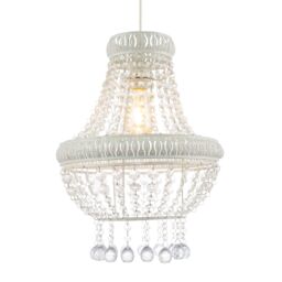 Happy Homewares Vintage & Ornate White Metal Pendant Light Shade with Clear Acrylic - thumbnail 2