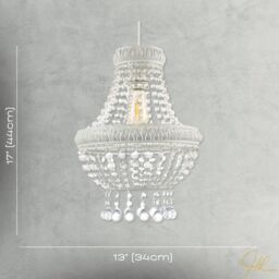 Happy Homewares Vintage & Ornate White Metal Pendant Light Shade with Clear Acrylic - thumbnail 7