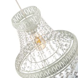 Happy Homewares Vintage & Ornate White Metal Pendant Light Shade with Clear Acrylic - thumbnail 3
