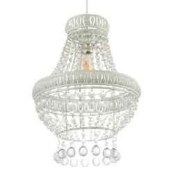 Happy Homewares Vintage & Ornate White Metal Pendant Light Shade with Clear Acrylic - thumbnail 5