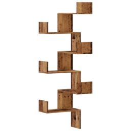 Berkfield Home Wall Corner Shelf Old Wood 45x45x147 cm Engineered Wood in Brown - Size: 45 x 45 x 147 cm - thumbnail 2