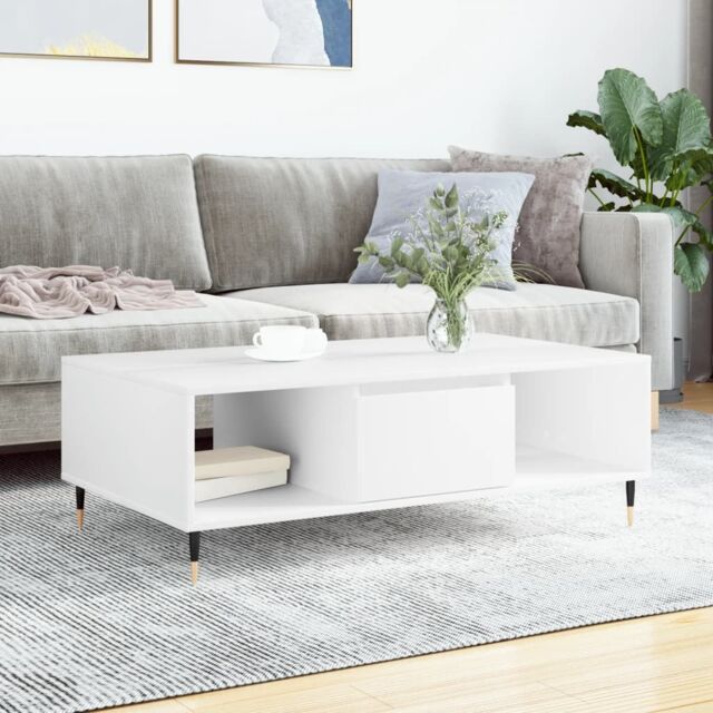 Berkfield Home Coffee Table White 104x60x35 cm Engineered Wood - Size: 104 x 60 x 35 cm - image 1