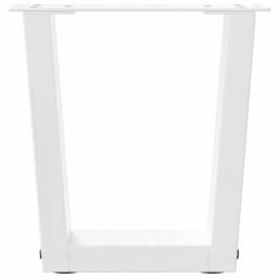 Berkfield Home Dining Table Legs V-Shape 2 pcs White 40x(30-31.3) cm Steel - thumbnail 5