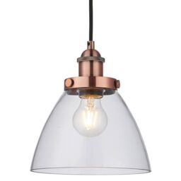 Loops Hanging Ceiling Pendant Light COPPER & GLASS Shade Industrial Lamp Bulb Holder