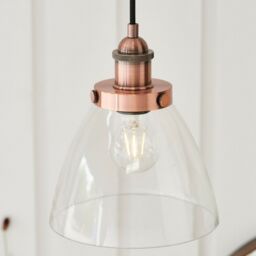 Loops Hanging Ceiling Pendant Light COPPER & GLASS Shade Industrial Lamp Bulb Holder - thumbnail 3