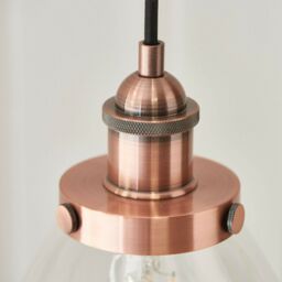 Loops Hanging Ceiling Pendant Light COPPER & GLASS Shade Industrial Lamp Bulb Holder - thumbnail 4