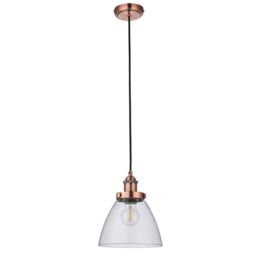 Loops Hanging Ceiling Pendant Light COPPER & GLASS Shade Industrial Lamp Bulb Holder - thumbnail 5
