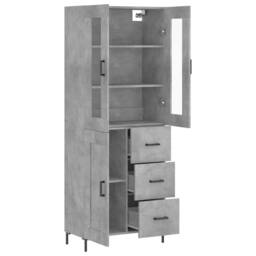 Berkfield Home Highboard Concrete Grey 69.5x34x180 cm Engineered Wood - thumbnail 4