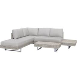 OUTSUNNY 3 Pieces Rattan Wicker Sofa Set Patio Furniture Set with Tea Table Cushions in Grey - thumbnail 2