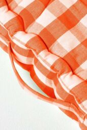 Homescapes Block Check Cotton Gingham Floor Cushion in Orange - Size: 40 cm x 40 cm - thumbnail 4