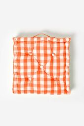 Homescapes Block Check Cotton Gingham Floor Cushion in Orange - Size: 40 cm x 40 cm - thumbnail 3