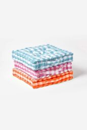 Homescapes Block Check Cotton Gingham Floor Cushion in Orange - Size: 40 cm x 40 cm - thumbnail 6