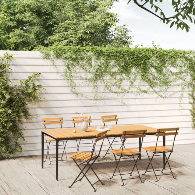 Berkfield Home Folding Garden Chairs 6 pcs Steel & Solid Wood Acacia in Brown - image 1