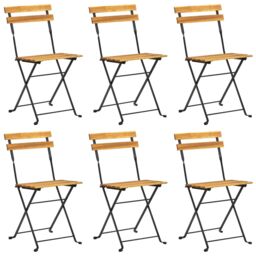 Berkfield Home Folding Garden Chairs 6 pcs Steel & Solid Wood Acacia in Brown - thumbnail 2