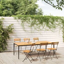 Berkfield Home Folding Garden Chairs 6 pcs Steel & Solid Wood Acacia in Brown