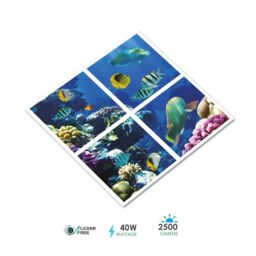 ENER-J Ocean Marine LED Ceiling Panels Set of 4 60x60 40W 2D Effect in White - Size: 25 cm diameter x 19 cm high - thumbnail 4