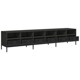 Berkfield Home TV Cabinet Black 202x39x43.5 cm Cold-rolled Steel - thumbnail 4