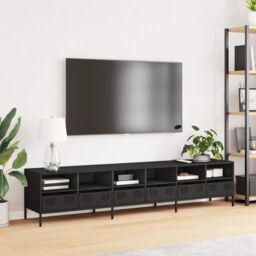 Berkfield Home TV Cabinet Black 202x39x43.5 cm Cold-rolled Steel - thumbnail 3