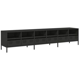 Berkfield Home TV Cabinet Black 202x39x43.5 cm Cold-rolled Steel - thumbnail 2