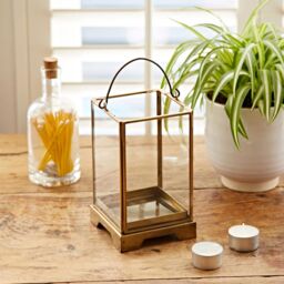 Paper High Antique Brass Candle Lantern in Copper - Size: Small