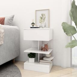 Berkfield Home Bedside Cabinet White 40x35x65 cm Engineered Wood - Size: 40 x 35 x 65 cm - thumbnail 3