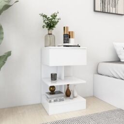 Berkfield Home Bedside Cabinet White 40x35x65 cm Engineered Wood - Size: 40 x 35 x 65 cm - thumbnail 1