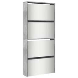 Berkfield Home Shoe Cabinet with Mirror 4-Layer Concrete Grey 63x17x134 cm - Size: 63 x 17 x 134 cm - thumbnail 1