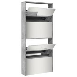Berkfield Home Shoe Cabinet with Mirror 4-Layer Concrete Grey 63x17x134 cm - Size: 63 x 17 x 134 cm - thumbnail 4