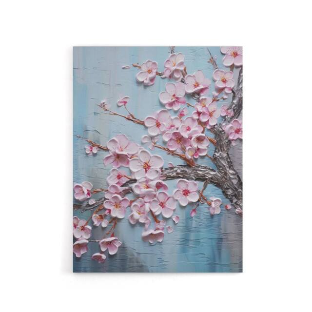 "Artery8 Cherry Blossoms Thick Paint Flowers Canvas Wall Art Print in Pink - Size: W24"" x H32""" - image 1