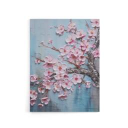 "Artery8 Cherry Blossoms Thick Paint Flowers Canvas Wall Art Print in Pink - Size: W24"" x H32""" - thumbnail 1