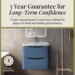 Balterley Wall Hung 2 Drawer Bathroom Vanity Unit & Basin, Satin Blue, 550mm in Blue - thumbnail 4