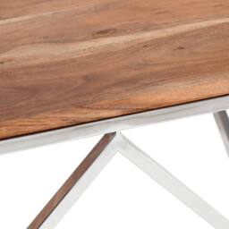 Berkfield Home Modern Coffee Table Silver Stainless Steel & Solid Acacia Wood - thumbnail 7