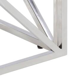 Berkfield Home Modern Coffee Table Silver Stainless Steel & Solid Acacia Wood - thumbnail 6