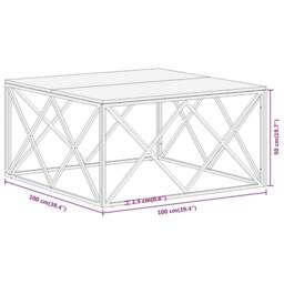 Berkfield Home Modern Coffee Table Silver Stainless Steel & Solid Acacia Wood - thumbnail 9
