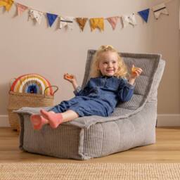 icon Kids Dolce Jumbo Cord Lounger Bean Bag in Light Grey - Size: Medium - thumbnail 2