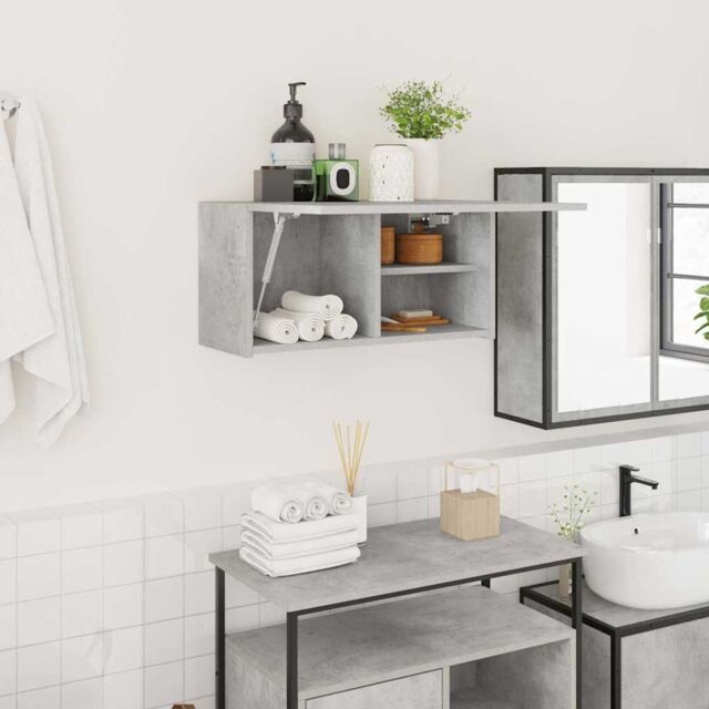 Berkfield Home Bathroom Wall Cabinet Concrete Grey 60x25x30 cm Engineered Wood - Size: 60 x 25 x 30 cm - image 1