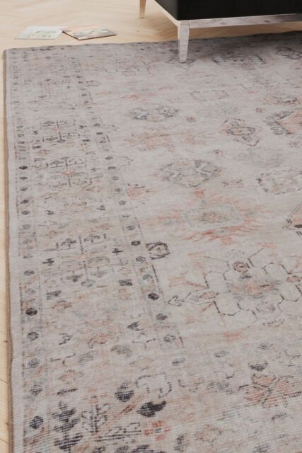 Kukoon Ivory Distressed Soft Washable & Liquid Repellent Living Room Area Rug - Size: 60 cm x 240 cm - image 1