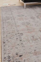 Kukoon Ivory Distressed Soft Washable & Liquid Repellent Living Room Area Rug - Size: 60 cm x 240 cm - thumbnail 1