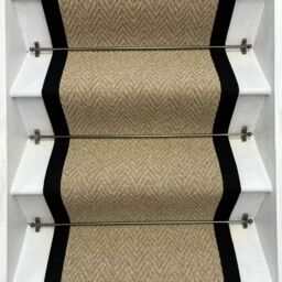 RainbowHome Andes Beige Stair Runner With 100% Black Cotton Border - Size: 15 cm x 20 cm - thumbnail 1