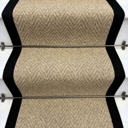 RainbowHome Andes Beige Stair Runner With 100% Black Cotton Border - Size: 15 cm x 20 cm - thumbnail 2