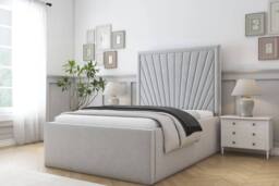 "Sloomy Somerset Plush Frame-Mattress - 50"" Upholstered Headboard in Silver - Size: Double" - thumbnail 2