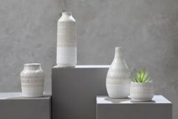 Orsina Modern Ceramic Vase For Home Decor, Embossed Design Flower Vase for Contemporary Spaces, Modern Small Vase in White - thumbnail 3