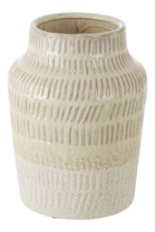 Orsina Modern Ceramic Vase For Home Decor, Embossed Design Flower Vase for Contemporary Spaces, Modern Small Vase in White - thumbnail 5