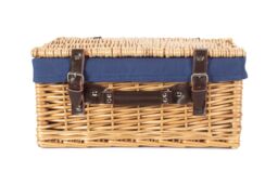 Red Hamper Wicker 40 cm Buff Empty Hamper with Cotton Lining in Blue - thumbnail 4