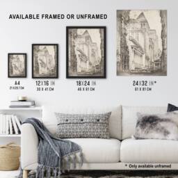 Artery8 Joseph Pennell New York Stock Exchange Cityscape Framed Wall Art Print in Grey - Size: A4 - thumbnail 3